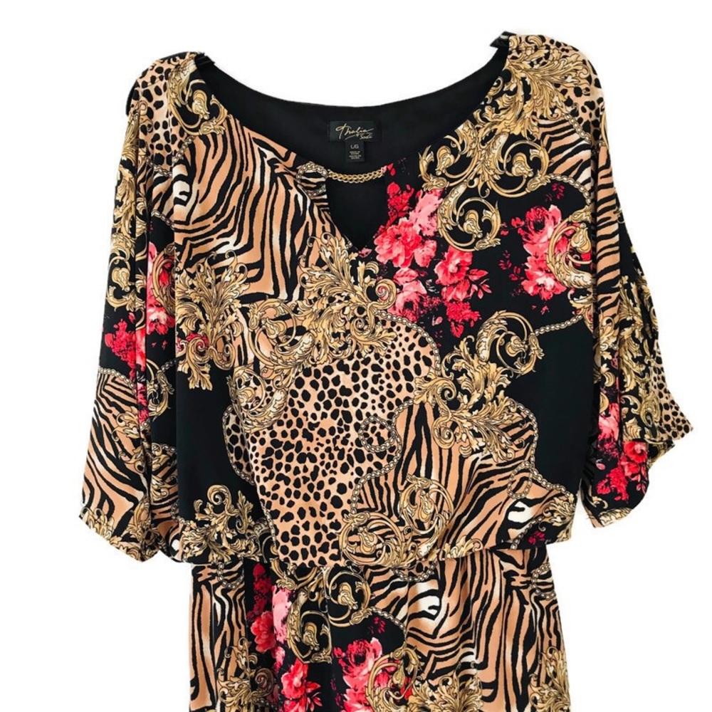 LEOPARD AND TIGER PRINT WOMENS DRESS SIZE L